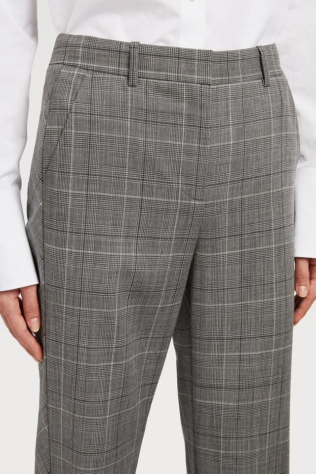 Ports 1961 WOOL CHECKED TROUSERS B96-GREYS MIX