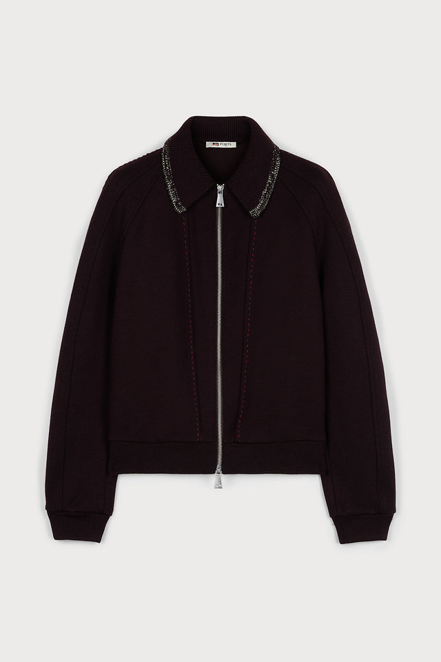 ports 1961 WOOL ZIP JACKET 470-BURGUNDY