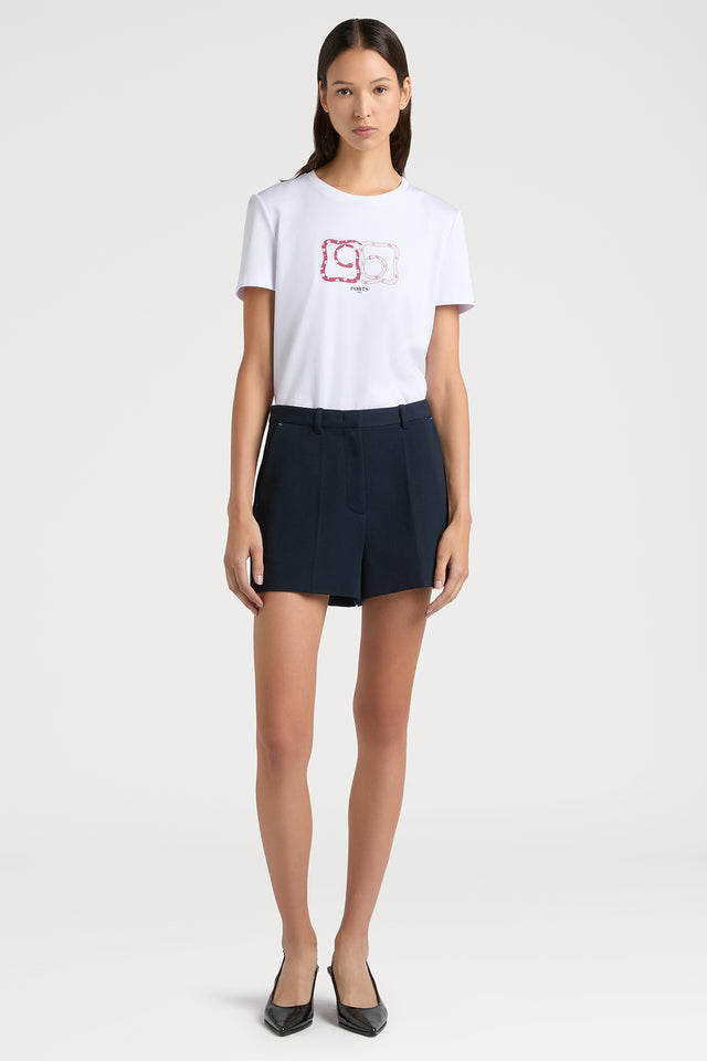 Ports 1961 PORTS INFINITY LOGO ADORNED IN TWEED SHADOW PRINTED T-SHIRT 100-OFF WHITE