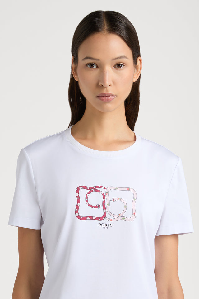 Ports 1961 PORTS INFINITY LOGO ADORNED IN TWEED SHADOW PRINTED T-SHIRT 100-OFF WHITE