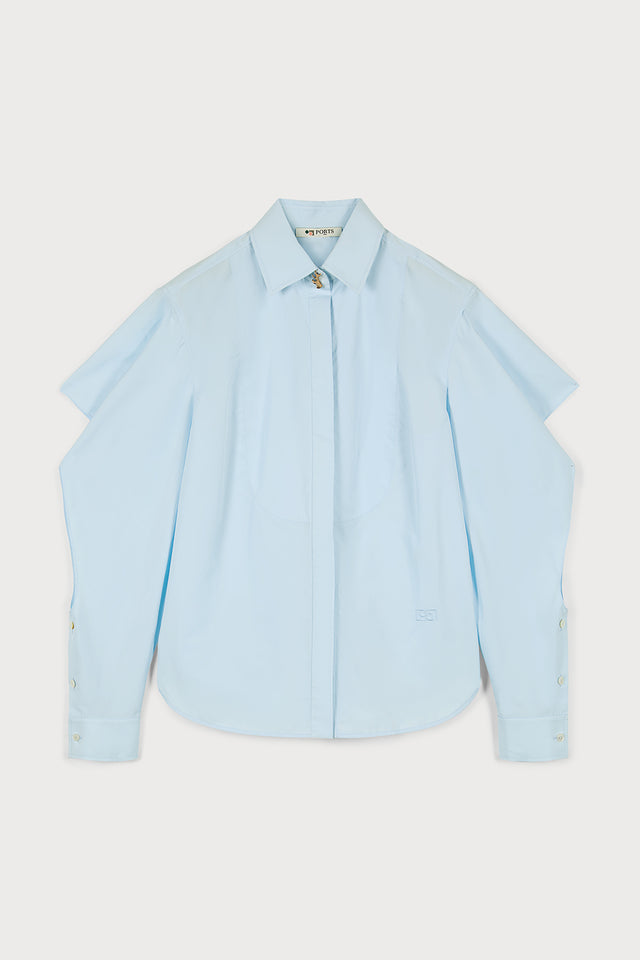 ports 1961 REFINED PORTS 1961 PALE BLUE SHIRT - SHOWCASING DISTINCTIVE CUT-OUT DESIGN ELEMENTS 850-SKY BLUE