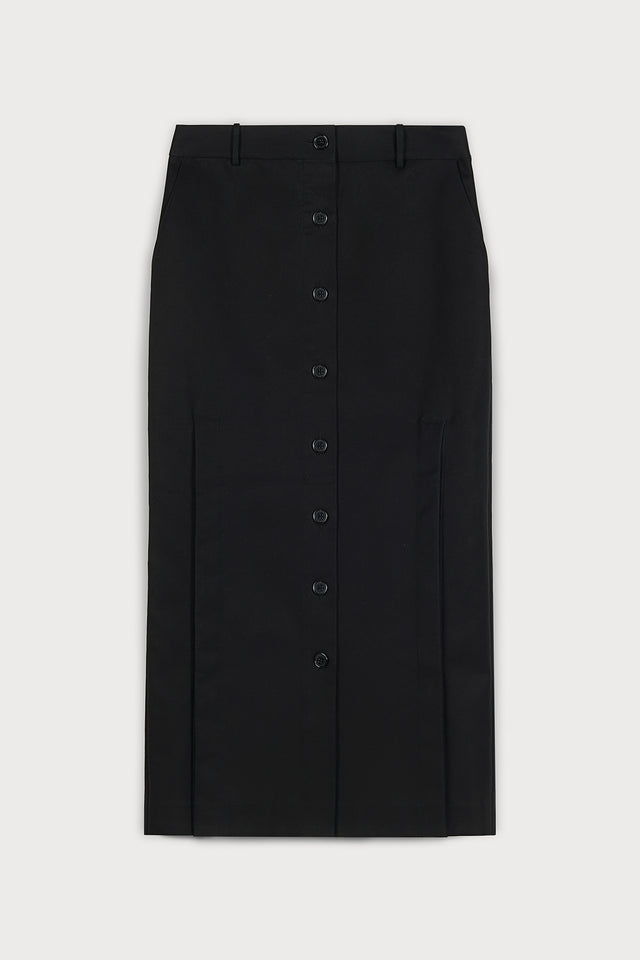 ports 1961 REFINED SKIRT SHOWCASING STYLISH CUT-OUT DETAILS AND BUTTON FEATURES 999-BLACK
