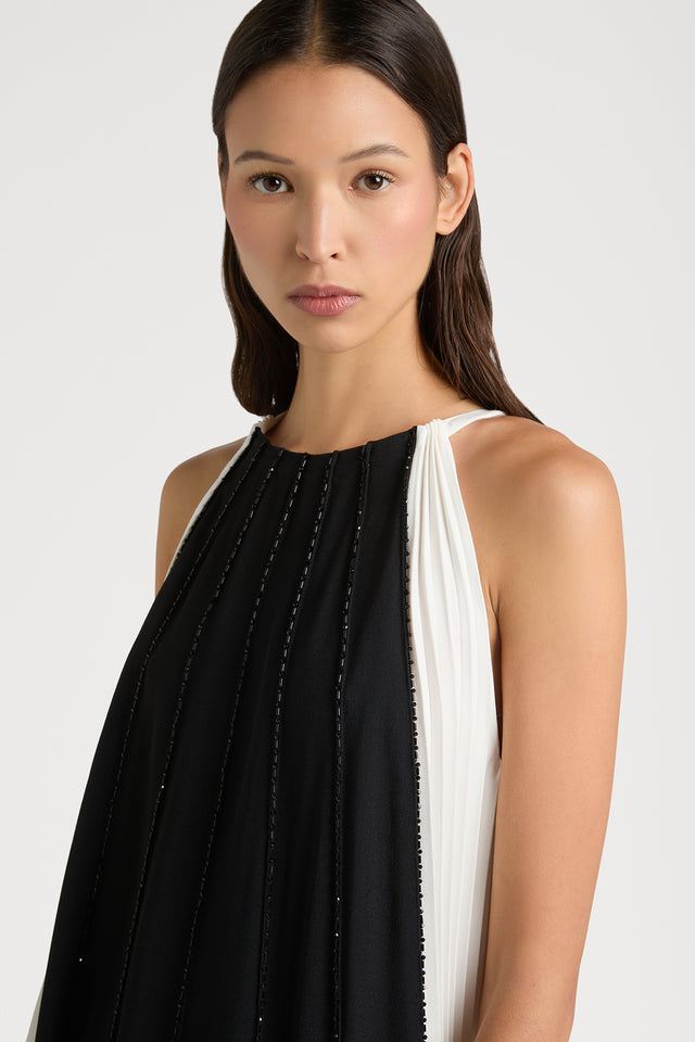 Ports 1961 REFINED SOPHISTICATION & ALLURE BLACK & WHITE CONTRAST GOWN 999-BLACK