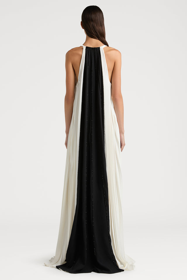 Ports 1961 REFINED SOPHISTICATION & ALLURE BLACK & WHITE CONTRAST GOWN 999-BLACK