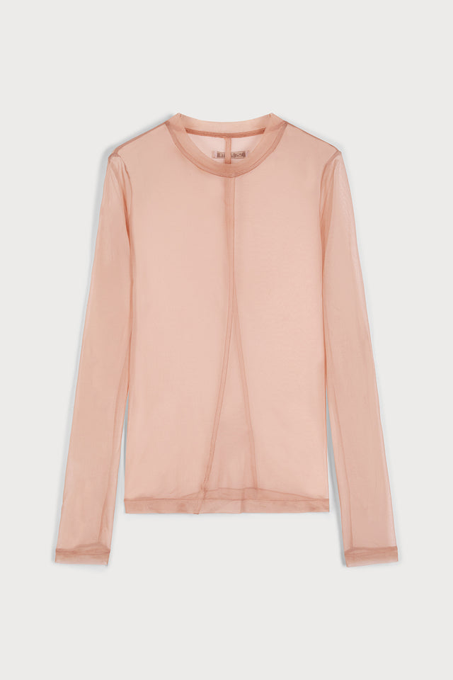 ports 1961 ROSE PETAL SHEER LONG SLEEVE TOP 205-NUDE