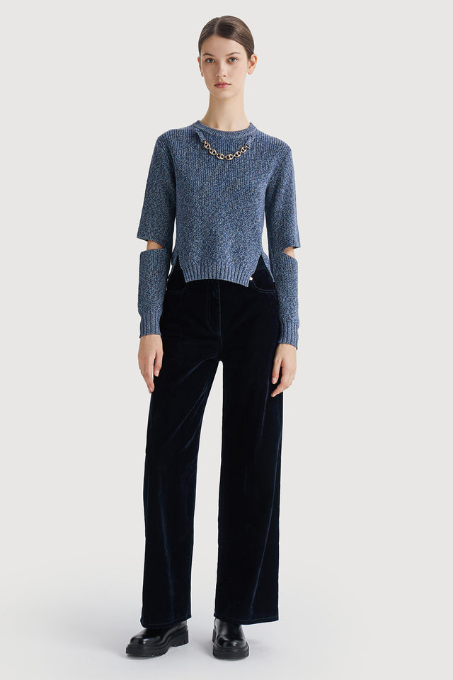 Ports 1961 Signature Cut-Out Detail Knitwear 870-CERULEAN