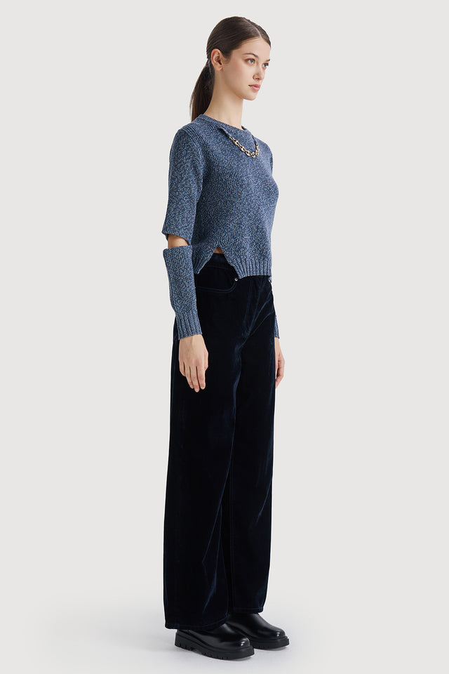 Ports 1961 Signature Cut-Out Detail Knitwear 870-CERULEAN