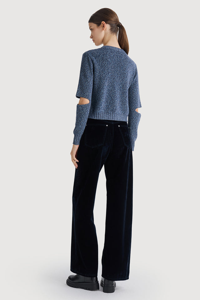Ports 1961 Signature Cut-Out Detail Knitwear 870-CERULEAN