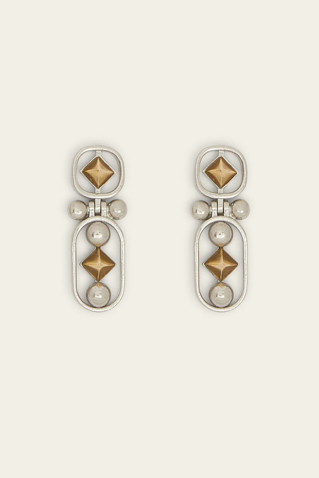 ports 1961 SPHERES & DIAMONDS DROP EARRINGS GOLD & SILVER
