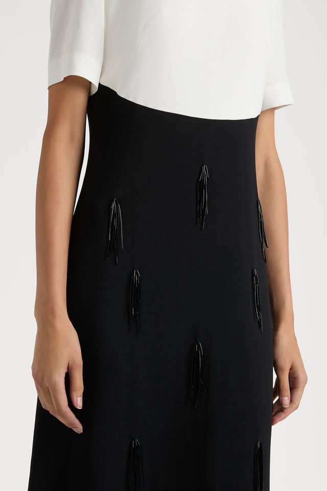 Ports 1961 STRIKING BLACK & WHITE CONTRAST GOWN EMBODYING PORTS 1961 TIMELESS ELEGANCE 999-BLACK