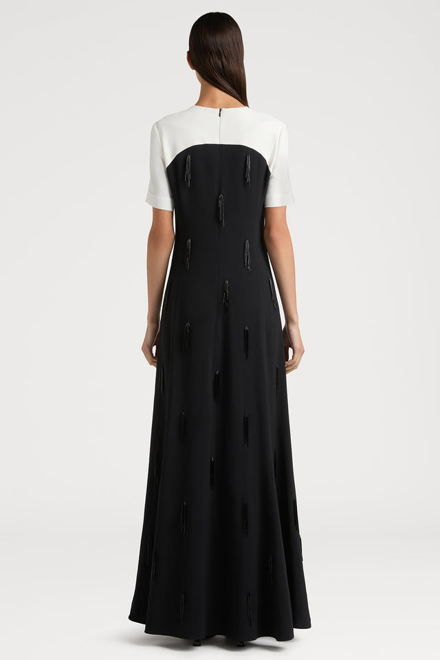 Ports 1961 STRIKING BLACK & WHITE CONTRAST GOWN EMBODYING PORTS 1961 TIMELESS ELEGANCE 999-BLACK