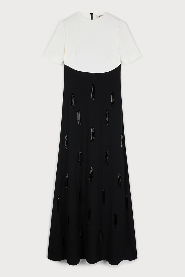 ports 1961 STRIKING BLACK & WHITE CONTRAST GOWN EMBODYING PORTS 1961 TIMELESS ELEGANCE 999-BLACK