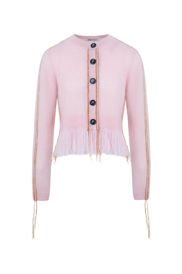 Ports 1961 Striking Contrast Knitwear Cardigan 747-QUARTZ