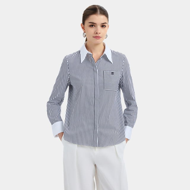 Ports 1961 STRIPED SOPHISTICATION SHIRT BLACK WHITE MIX