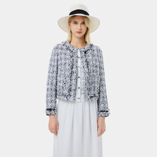 Ports 1961 STYLISH CREAM AND BLACK TWEED JACKET A LUXURIOUS WARDROBE ESSENTIAL CREAM BLK MIX