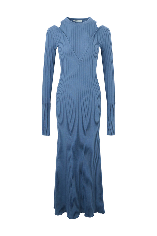 Ports 1961 Stylish Shoulder Cut-Out Knit Dress 825-AVIO