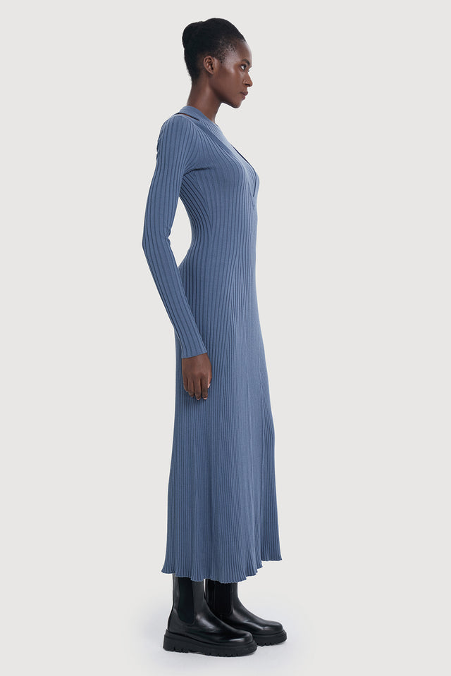 Ports 1961 Stylish Shoulder Cut-Out Knit Dress 825-AVIO