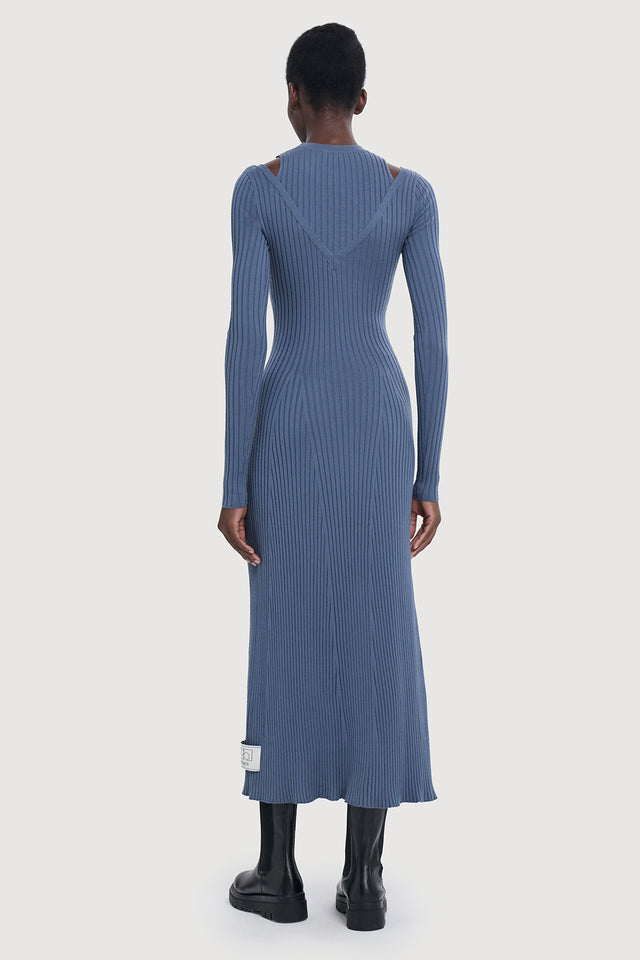 Ports 1961 Stylish Shoulder Cut-Out Knit Dress 825-AVIO