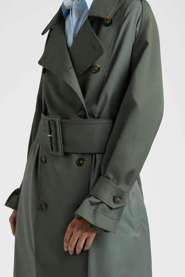 Ports 1961 SUMPTUOUS MILITARY GREEN TRENCH COAT THE EPITOME OF PORTS 1961 LUXURY 685-MTRY GREEN