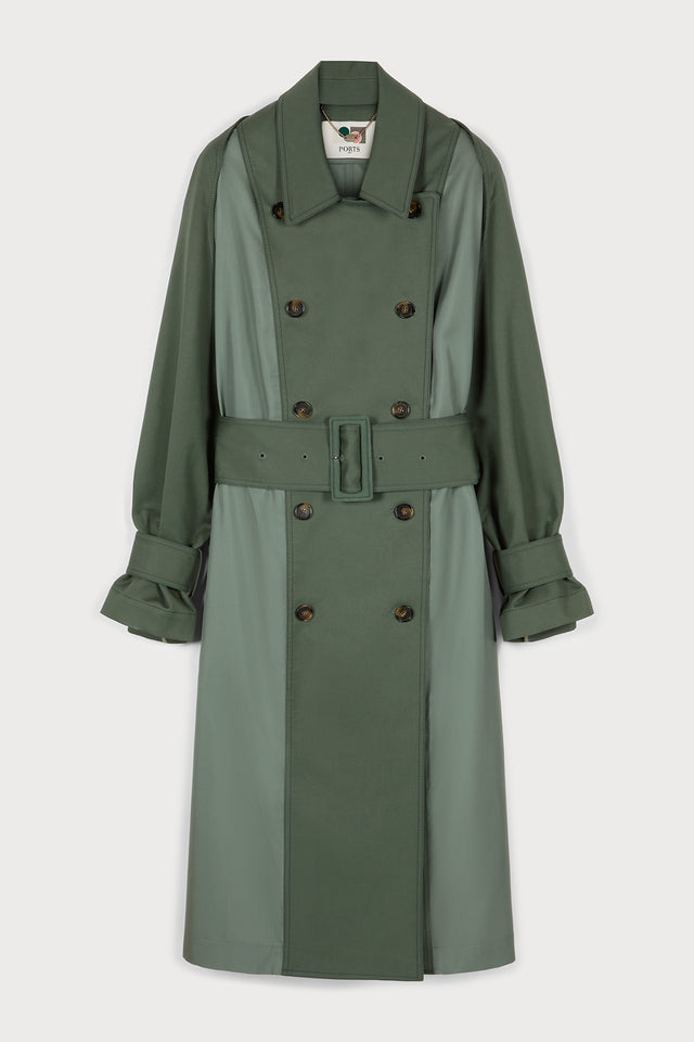 ports 1961 SUMPTUOUS MILITARY GREEN TRENCH COAT THE EPITOME OF PORTS 1961 LUXURY 685-MTRY GREEN