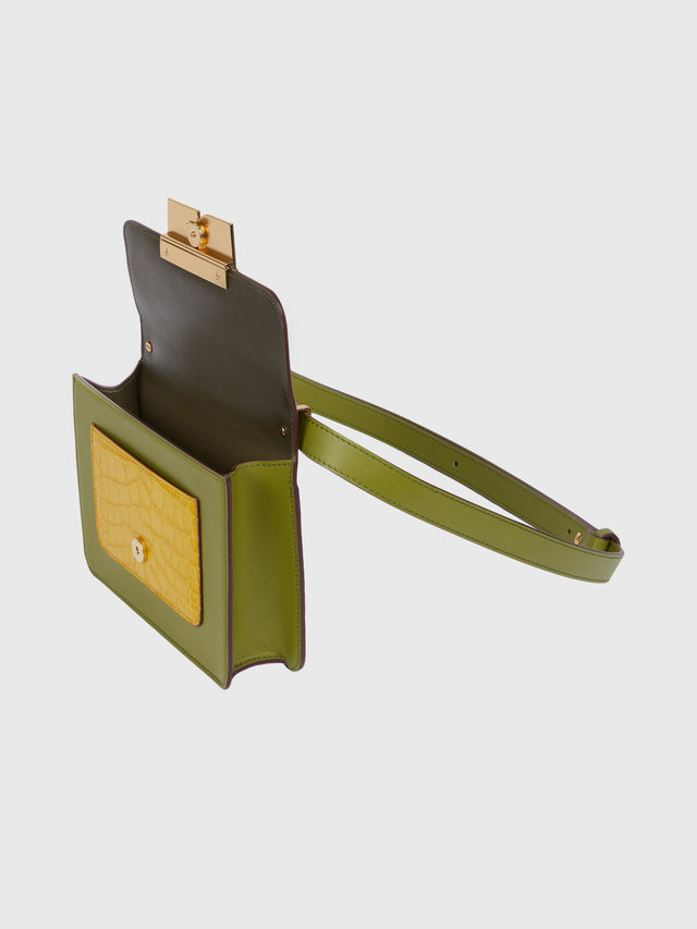 Ports 1961 THE ANIKA BAG IN GREEN AND YELLOW GREEN & YELLOW
