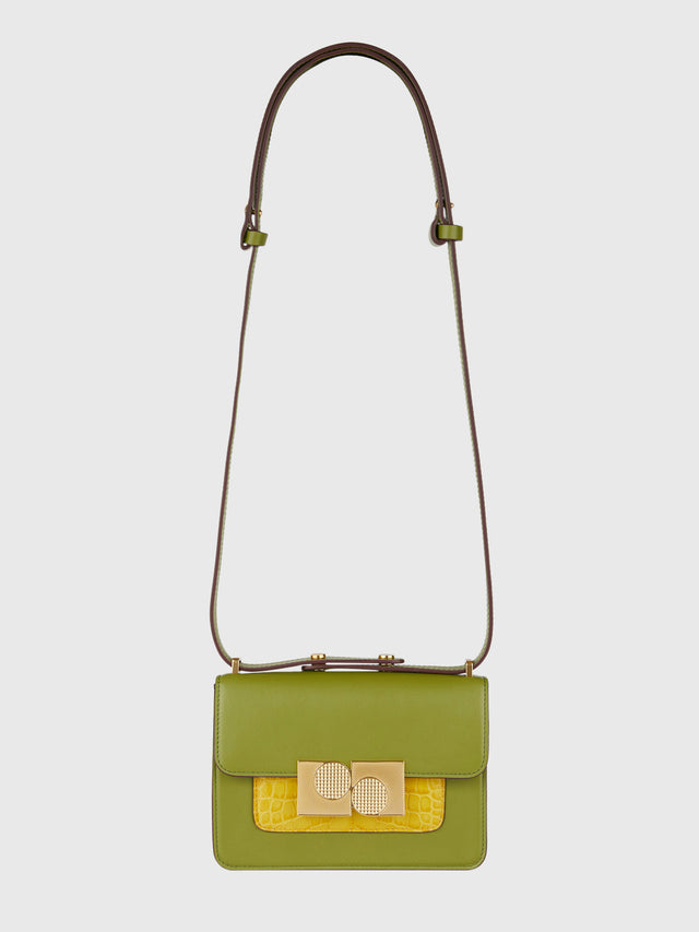 ports 1961 THE ANIKA BAG IN GREEN AND YELLOW GREEN & YELLOW