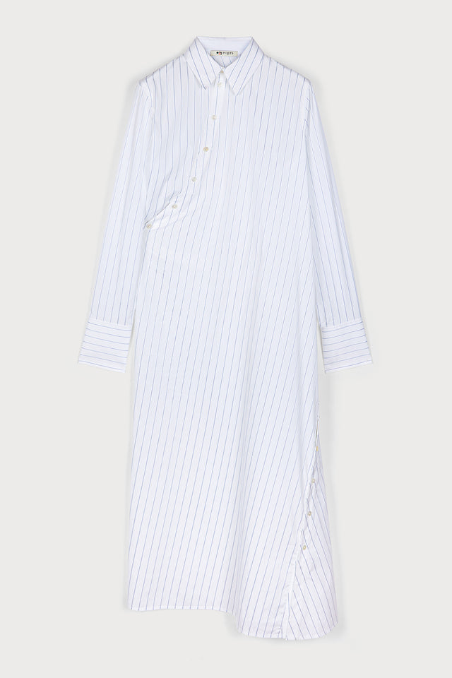 ports 1961 THE CHEMISIER SHIRT DRESS 018-WHITE&BLUE