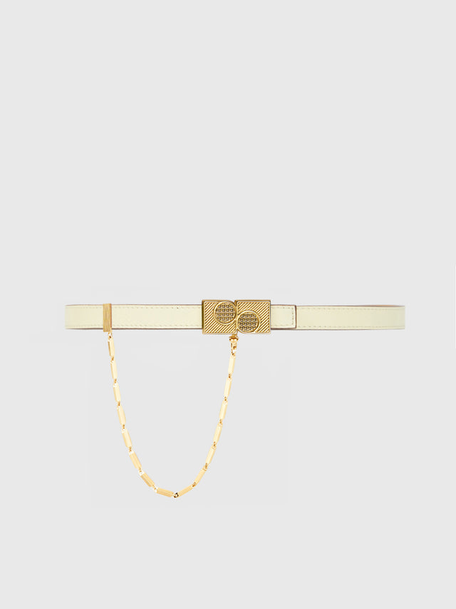 ports 1961 THIN BELT WITH SAFETY CHAIN IN PALE YELLOW YELLOW