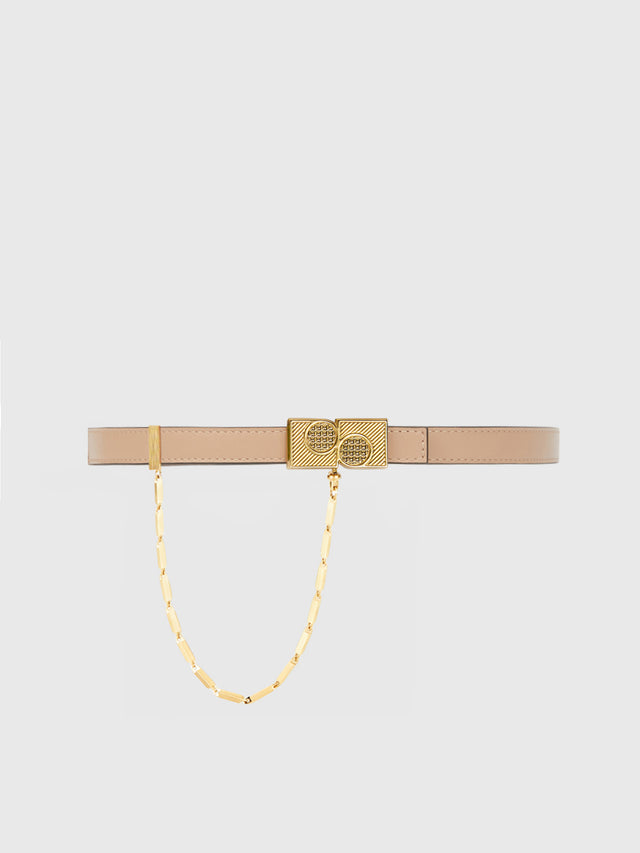 ports 1961 THIN BELT WITH SAFETY CHAIN IN ROSE DUST ROSE DUST