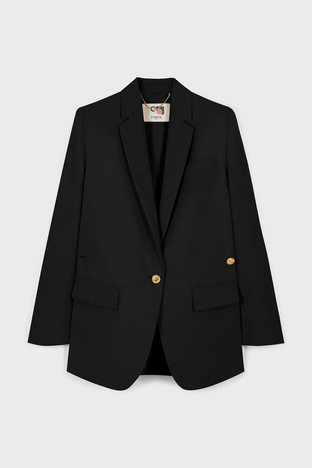ports 1961 TIMELESS EVERYDAY SINGLE-BUTTON BLAZER IN BLACK 999-BLACK