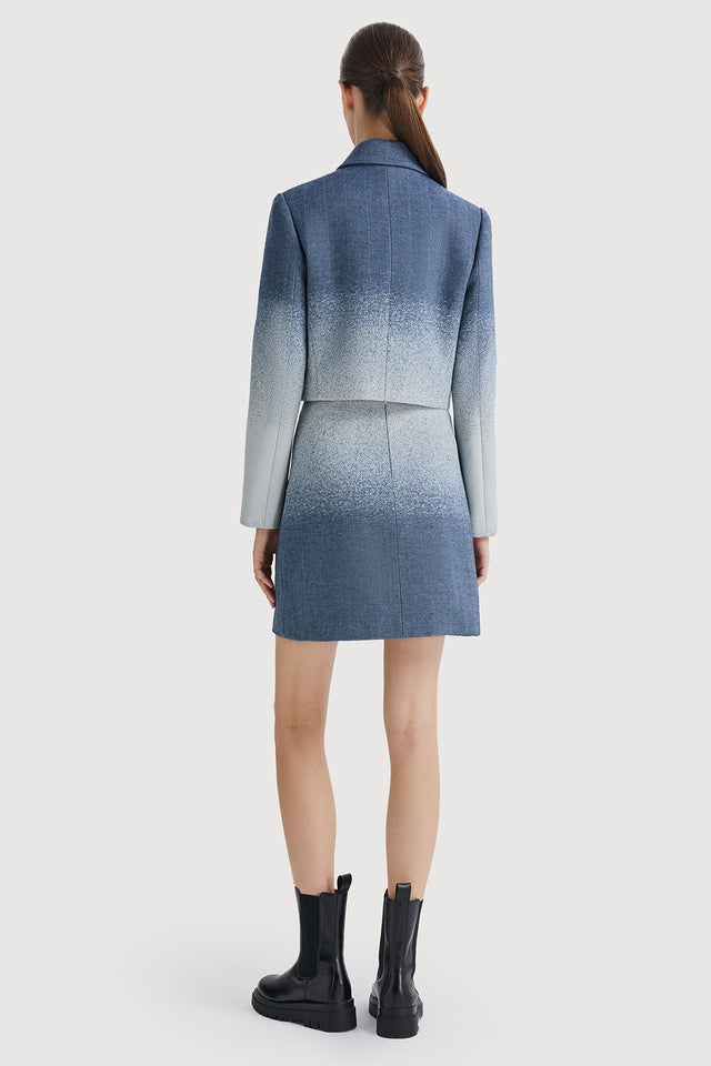 Ports 1961 WOOL GRADIENT COLOR SKIRT 10C-Ice And Navy