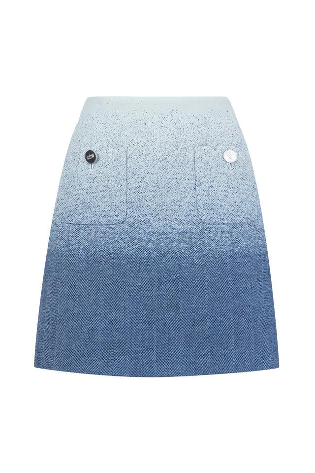 ports 1961 WOOL GRADIENT COLOR SKIRT 10C-Ice and Navy