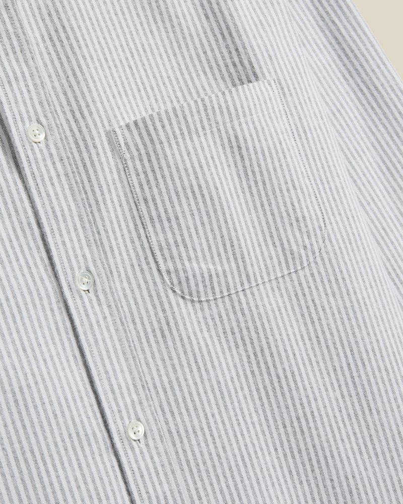 Portuguese Flannel Brushed Oxford Stripe - Moss Green