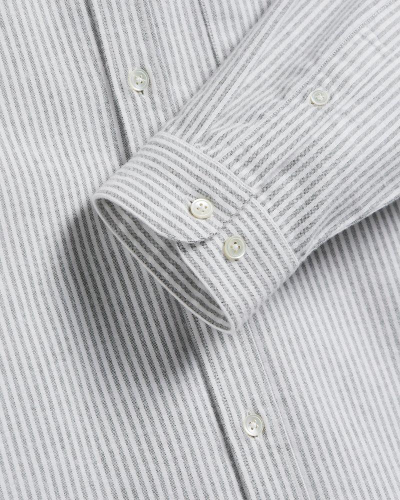 Portuguese Flannel Brushed Oxford Stripe - Moss Green