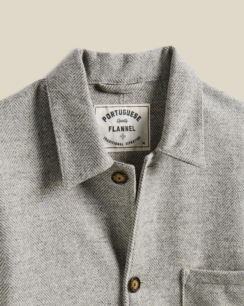 Portuguese Flannel Labura Herringbone Wool - Light Grey
