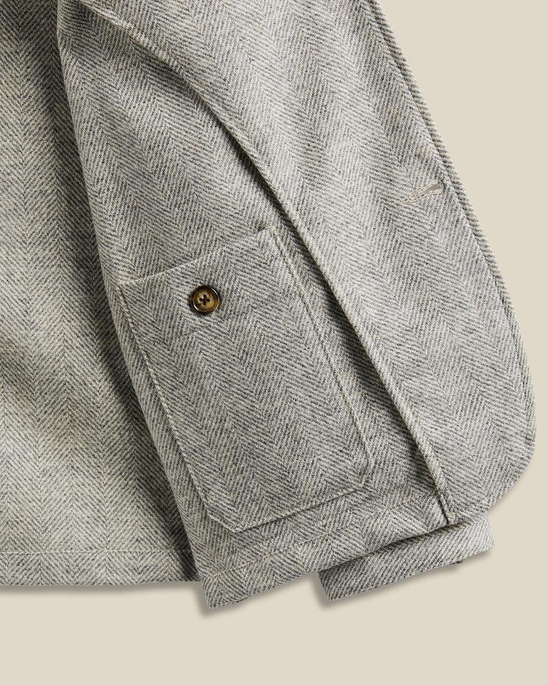 Portuguese Flannel Labura Herringbone Wool - Light Grey