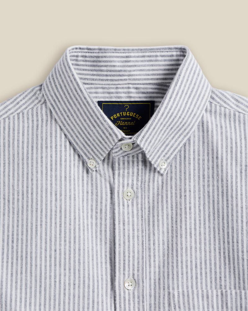 Portuguese Flannel Brushed Oxford Stripe - Blue
