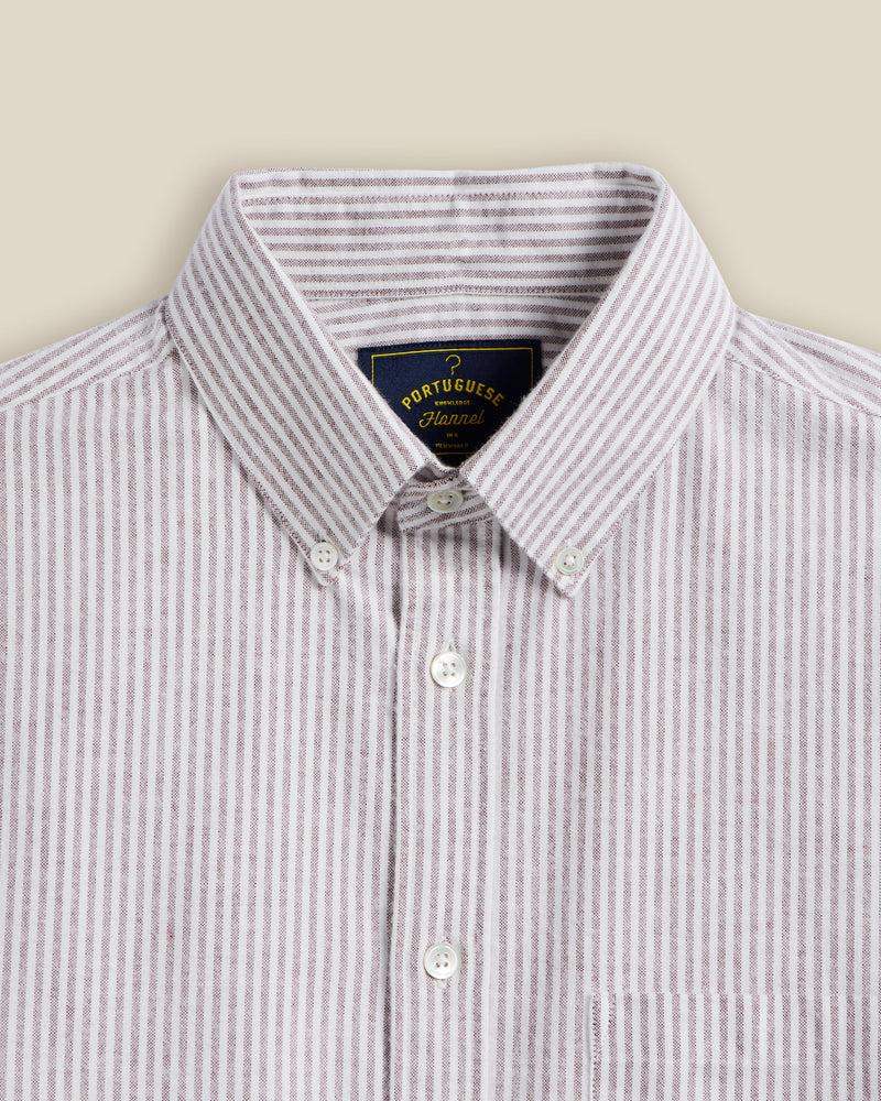 Portuguese Flannel Brushed Oxford Stripe - Bordeaux
