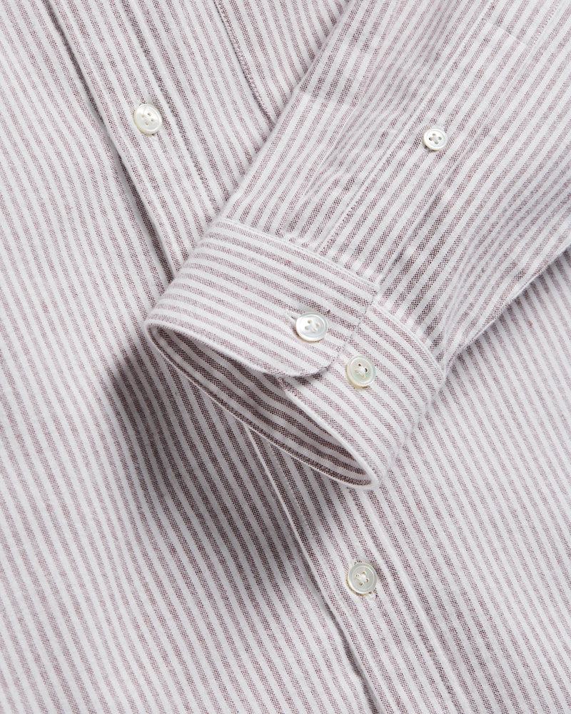 Portuguese Flannel Brushed Oxford Stripe - Bordeaux