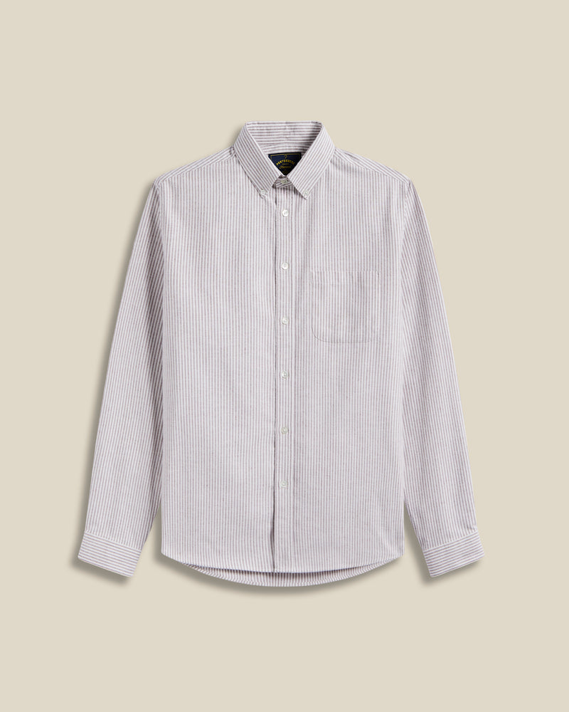 portuguese flannel Brushed Oxford Stripe - Bordeaux