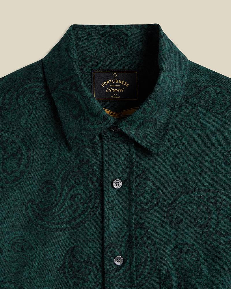 Portuguese Flannel Green Paisley Flannel Jacquard