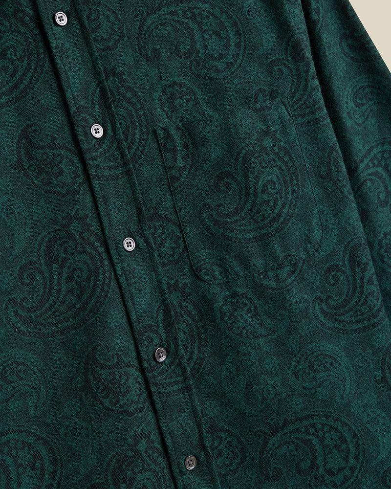 Portuguese Flannel Green Paisley Flannel Jacquard