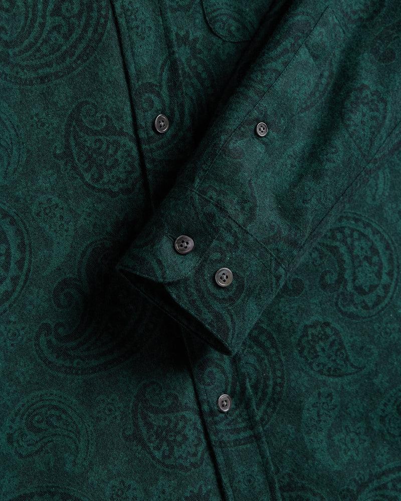 Portuguese Flannel Green Paisley Flannel Jacquard