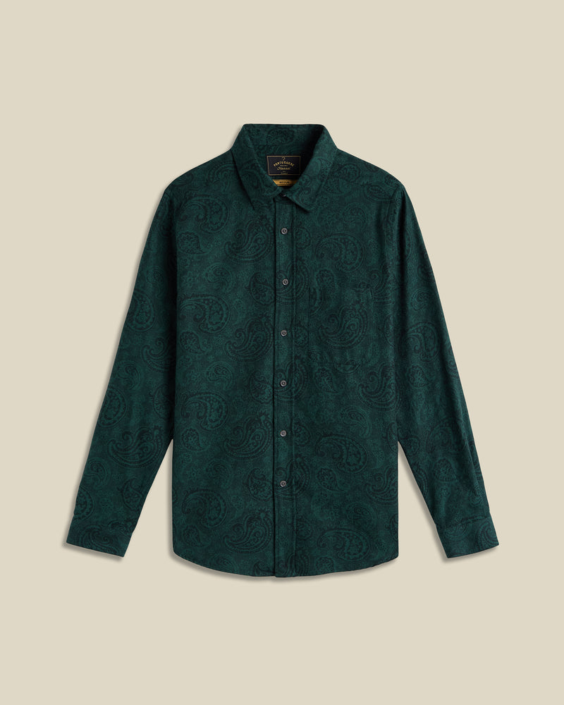 portuguese flannel Green Paisley Flannel Jacquard