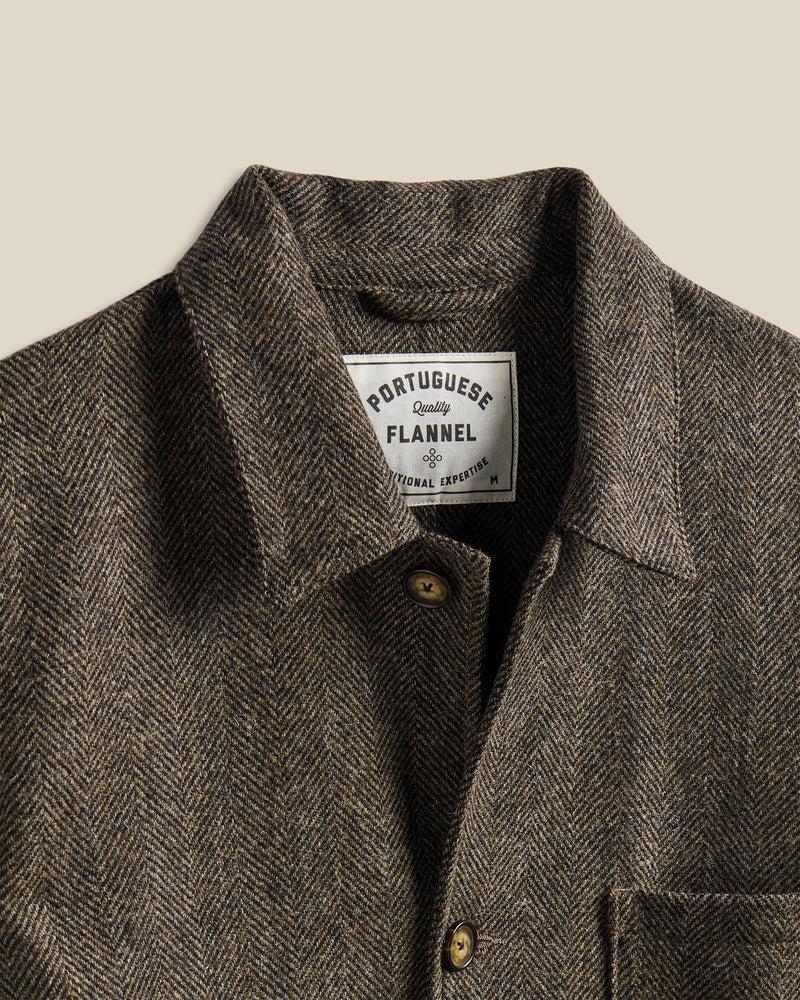 Portuguese Flannel Labura Herringbone Wool - Brown