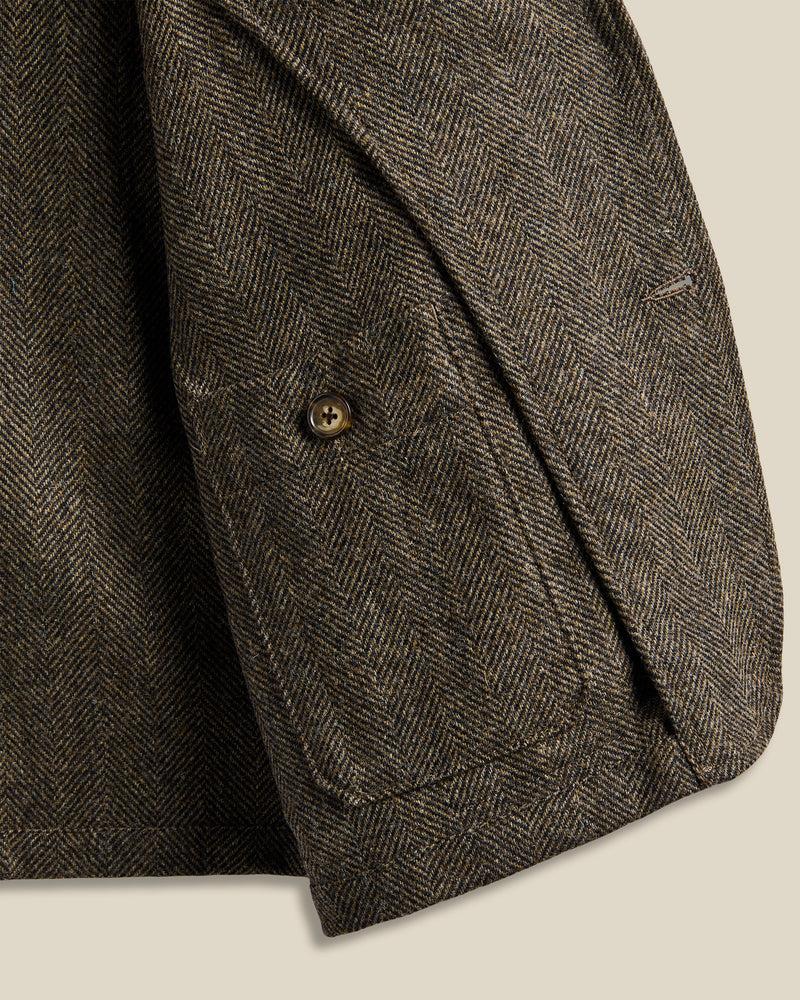 Portuguese Flannel Labura Herringbone Wool - Brown