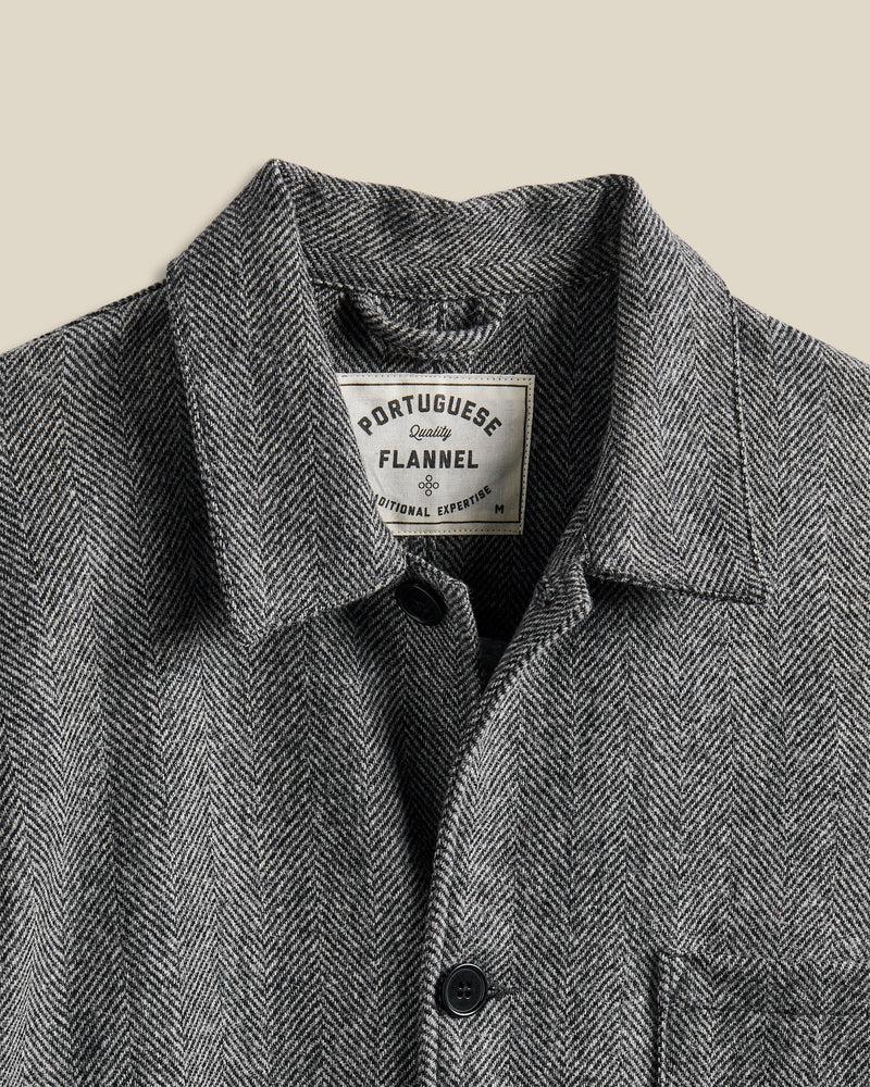 Portuguese Flannel Labura Herringbone Wool - Grey