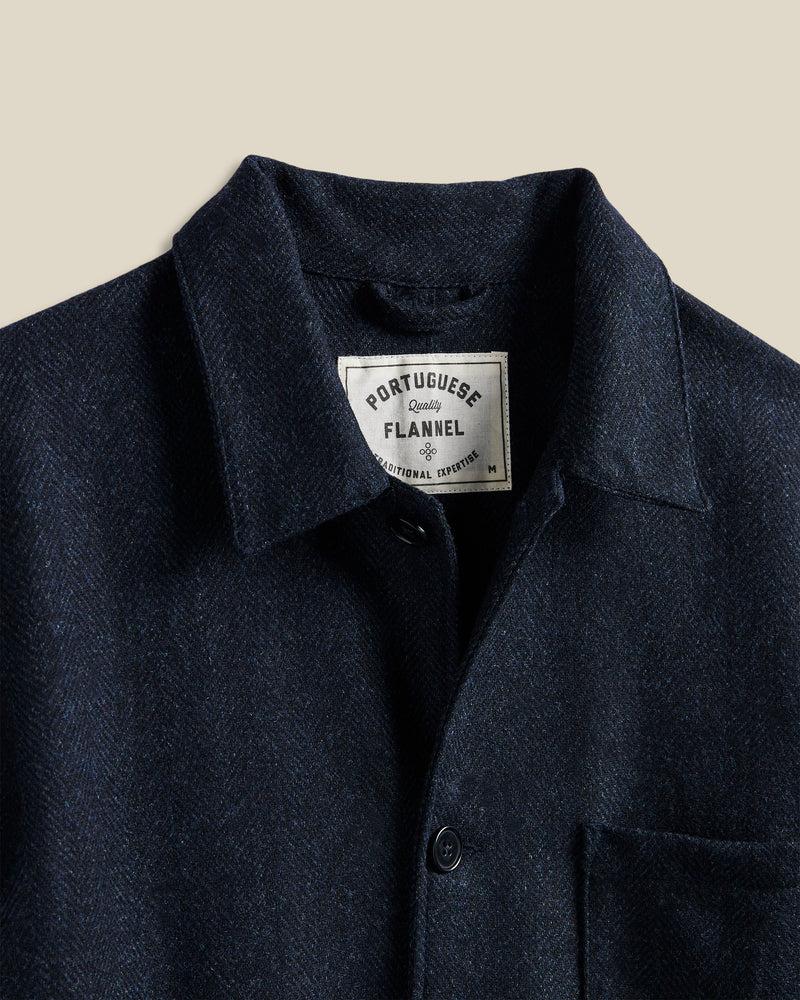 Portuguese Flannel Labura Herringbone Wool - Navy
