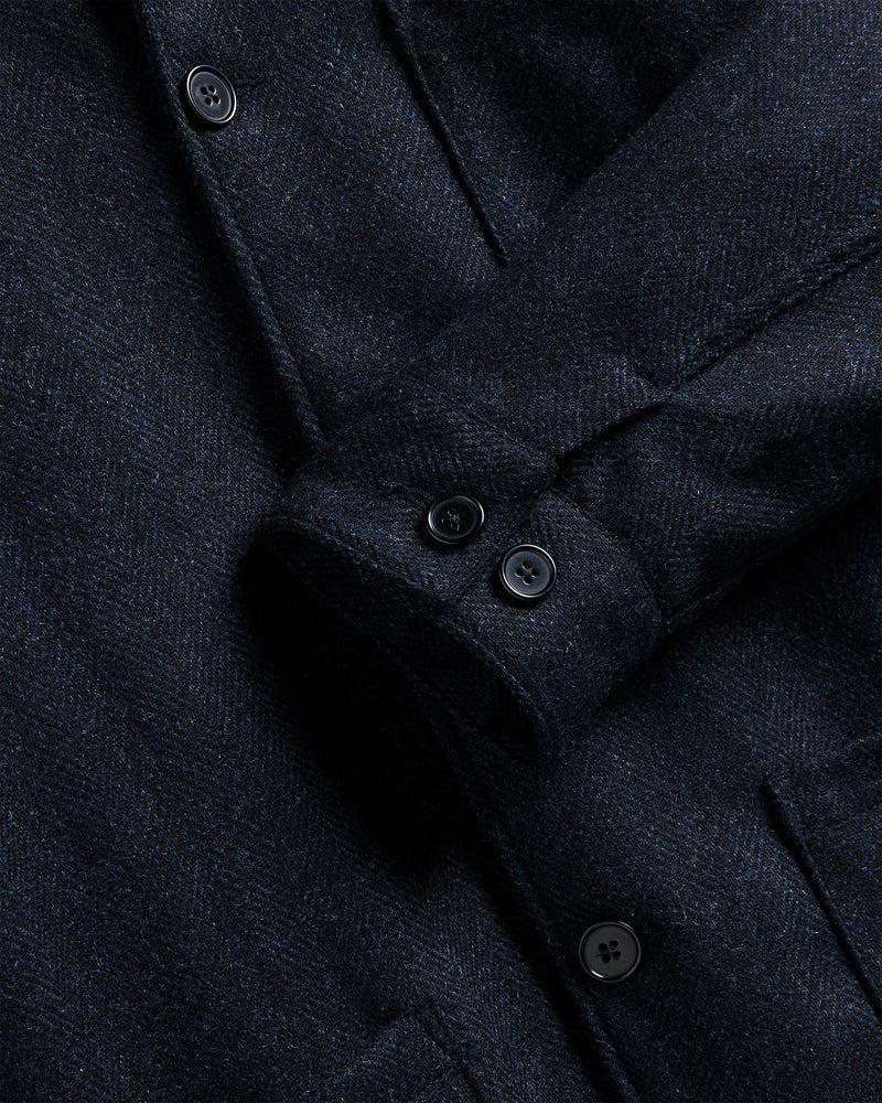 Portuguese Flannel Labura Herringbone Wool - Navy