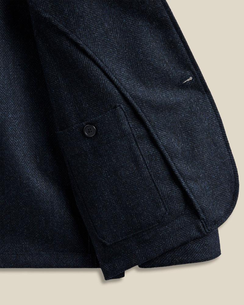 Portuguese Flannel Labura Herringbone Wool - Navy